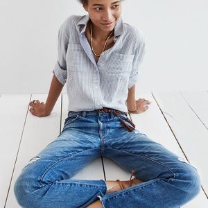 // madewell // striped tie back shirt